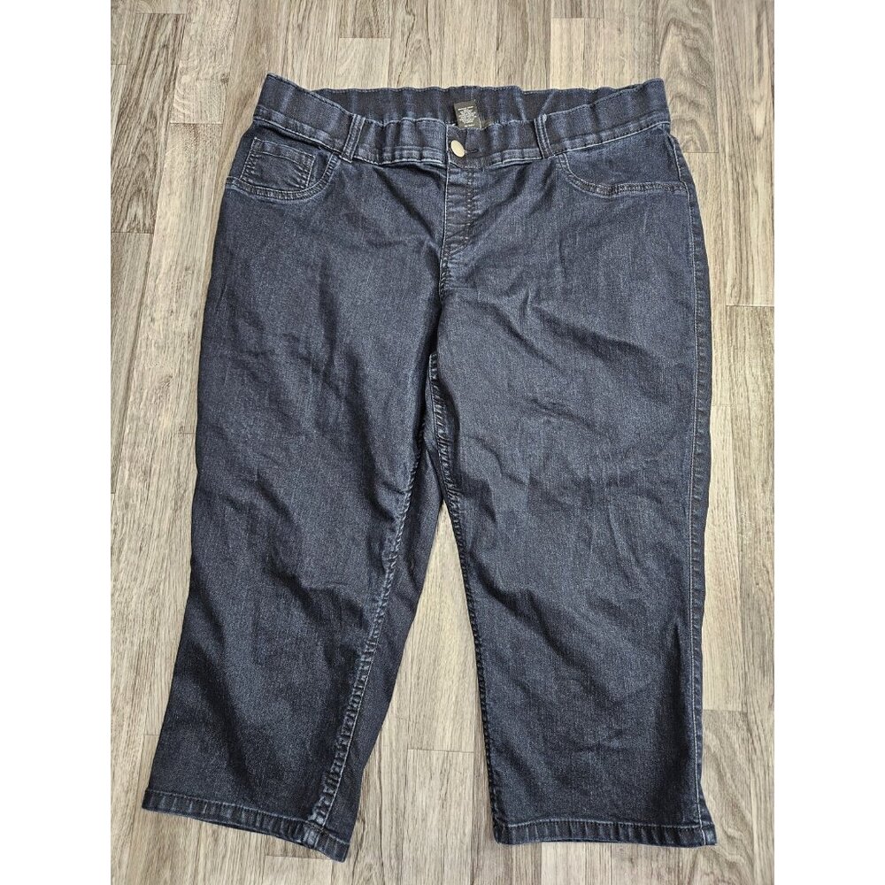 Lane Bryant Jeans Womens 20 Dark Wash Wide Leg Stretch Denim Plus Size Cropped‎